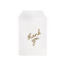 Paper Bags White with Gold Thank You 7,6x12,7 cm (100 pieces) [GPB35GT]