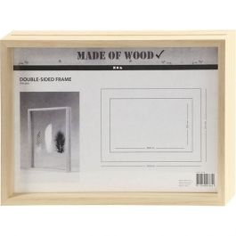 Double Frame, A4, size 22.1x30.8 cm, depth 4.5 cm, pine, 1pc, inner size 20.1x28.8 cm [HOB56128]