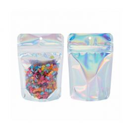 Stand Up Pouches Transparent/Iridescent/Holographic 10,2x6x15,2cm With Hanghole (25 Pieces) [ZBGH2C]