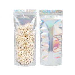 Stand Up Pouches Transparent/Iridescent/Holographic 17,8x6x43,2cm With Hanghole (25 Pieces) [ZBGH3NC]