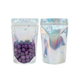 Stand Up Pouches Transparent/Iridescent/Holographic 17,1x8,9x28,6cm With Hanghole (25 Pieces)[ZBGH4C]