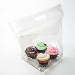 Carrier Bags for 4 Cupcakes 36.8x17.8x28.6cm with Grip Seal (100 pieces) [CZHB2O]