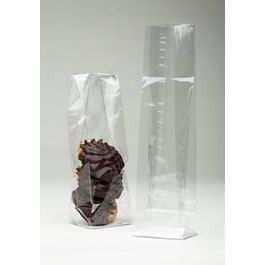 Block Bottom Bags Super Clear 6.4x5.1x24.8cm with paper insert (100 pieces) [FGPB12]