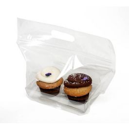 Carrier Bags for 2 Cupcakes 27.9x10.3x15.2cm with Grip Seal (100 pieces) [CZHB3O]