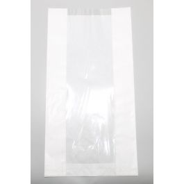 Paper Bags with Window 20x9x38cm White Kraft 40 g/qm (100 pieces) [PAZ2018]