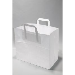 Paper Carrier Bags 26x12x35cm White Kraft 80 g/qm (50 pieces) [PADW2635]