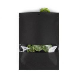 Kraft Bags Black Eco-fiendly 15,2x22,9 cm Sealable With Window (100 pieces) [KHS69BKW]