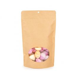 Stand Up Pouches Kraft Compostable 17.1x8.9x28.6 cm with oval Window (100 pieces) [ZBGEO4K]