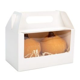 White Paper Handle Box 17.8x10.2x10.2 cm w/ Window (25 Pieces) [WGWG173]