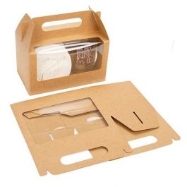 Kraft Paper Handle Box 17.8x10.2x10.2 cm w/ Window (25 Pieces) [WKRG173]