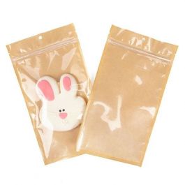 Kraft Barrier Bags with clear front 12.7 x 20.8 cm w/Tear Notches (100 Pieces) [HZB6KC]