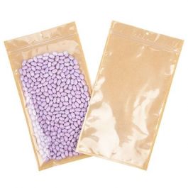 Kraft Barrier Bags with clear front 17.8 x 30.5 cm w/Tear Notches (100 Pieces) [HZB8KC]