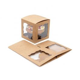 Kraft Gift Boxes Brown with 3 windows 7.5x7.5x7.5cm (25 pieces) [WKRG345]