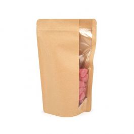 Stand Up Zipper Pouch w/ Vertical Window Kraft 17.1x8.9x28.6 cm (100 pieces) [ZBGV4K]