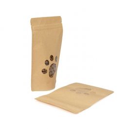 Stand Up Pouch Kraft Large Paw Print Shaped Window 13x7.9x20.6 cm (25 pieces) [ZBGW3KSP]