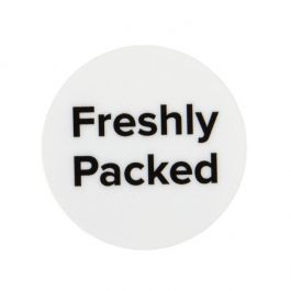 Stickers Round Freshly Packed (White w/ black text) 2,5 cm (1 Sheet) [LS1FP]