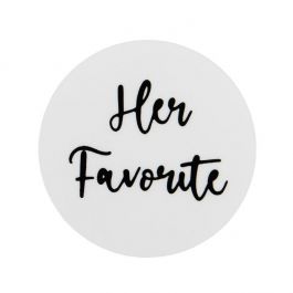 Stickers Round Her Favorite (White w/ Black Text) 3,8 cm (1 Sheet) [LS1HHER]