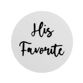 Stickers Round His Favorite (White w/ Black Text) 3,8 cm (1 Sheet) [LS1HHIS]