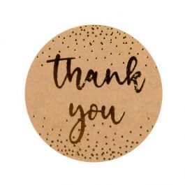 Stickers Round Thank You (Kraft w/ Gold Text) 3,8 cm (1 Sheet) [LS1HKTY]