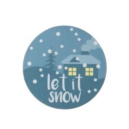 Stickers Round Let It Snow (Blue w/ White Hot Stamp) 3,8 cm (1 Sheet) [LS1HLIS]