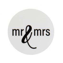 Stickers Round Mr & Mrs (White w/ Black Text) 3,8 cm (1 Sheet) [LS1HMMW]