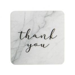 Stickers Square Thank You (Marble w/ Grey Text) 3,8 cm (1 Sheet) [LS1HMTY]
