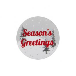 Stickers Round Season's Greetings (Grey/White w/ Red Hot Stamp) 3,8 cm (1 Sheet) [LS1HSG]