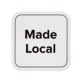 Stickers Square Made Local (White w/ Black Text) 2,5 cm (1 Sheet) [LS1ML]