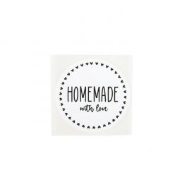 Stickers Round Homemade w/ Love (White w/ Black Text) 5,1 cm (1 Sheet) [LS2HML]
