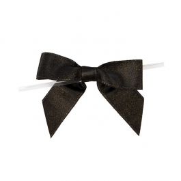 Bows Pre-tied Metallic Black 8,9 cm (25 pieces) [MBOWBK]
