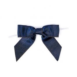 Bows Pre-tied Metallic Midnight Blue 8,9 cm (25 pieces) [MBOWM]