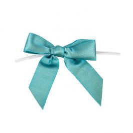 Bows Pre-tied Metallic Teal 8,9 cm (25 pieces) [MBOWTL]