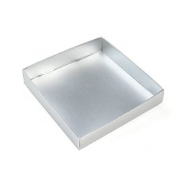 Petite Boite avec fond en carton noir argent 13x2.5x13.3cm (25 Pièces) [MS357]