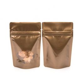 Stand Up Pouches Bronze with oval Window 10x6x15cm | 57 grams (100 pieces) [ZBGO2BZ]