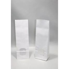 Block Bottom Bags Kraft White 10.5x6.5x33cm 80 g/m2 with 30my OPP Foil Window | 1kg (100 pieces) [PAB1013]