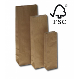Block Bottom Bags Kraft Brown 10.5x6.5x28cm grease-proof lined 60 + 40 g/m² (100 pieces) [PABB1028]