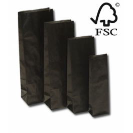 Block Bottom Bags Kraft Black 10.5x6.5x28cm grease-proof lined 60 + 40 g/m2 (100 pieces) [PABZ1028]