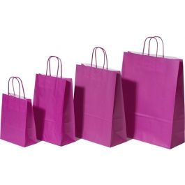 Paper Carrier Bags Pink 32+12x41cm Kraft 100 grams (50 pieces) [PAM3241P]