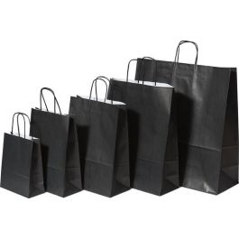 Paper Carrier Bags Black 32+12x41cm Kraft 100 grams (50 pieces) [PAM3241BK]