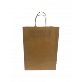 Paper Carrier Bags Brown 26x12x35cm Kraft 90 grams with twisted handles (50 pieces) [PAMB2635]