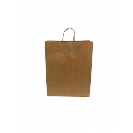 Paper Carrier Bags Brown 32x12x41cm Kraft 100 grams with twisted handles (50 pieces) [PAMB3241]