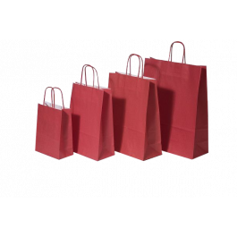Paper Carrier Bags Red 32+12x41cm Kraft 100 grams (50 pieces) [PAM3241R]