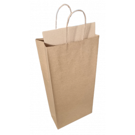 Carrier Bags for Bottles Brown 18x8x39cm + cardboard divider Kraft 110 g/m (50 pieces) [PAWF1839CD]