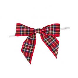 Bows Pre-tied Red Plaid 8,9cm (25 pieces) [PBOWR]