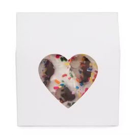 Kraft Gift Boxes White with Heart Window 8,9x3,8x10,2 cm (25 pieces) [FS342]