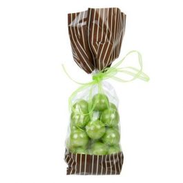 Printed Bags Brown with Cream stripes 6.7x4.8x27.3cm with side gusset (100 pieces) [G2BNC]