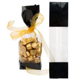 Printed Bags Black 6.7x4.8x27.3cm with side gusset (100 pieces) [G2BK]