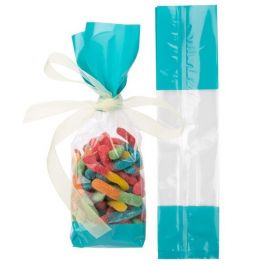 Printed Bags Turquoise 6.7x4.8x27.3cm with side gusset (100 pieces) [G2TL]