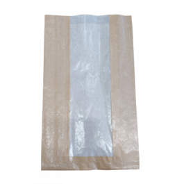 Paper bags with side gussets and glassine window 20+7x34.5 cm (100 pieces) [PZKP273]