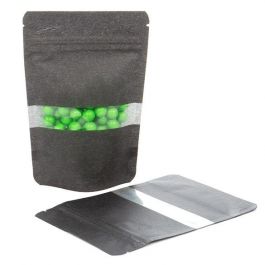 Stand Up Pouches Rice Paper Black with Window 10.2x6x15.2cm | 57 grams (100 pieces) [ZBGR2B]